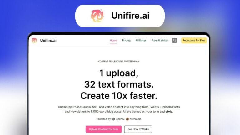 Unifire.Ai Repurpose Content With Ai & Create 10X Faster