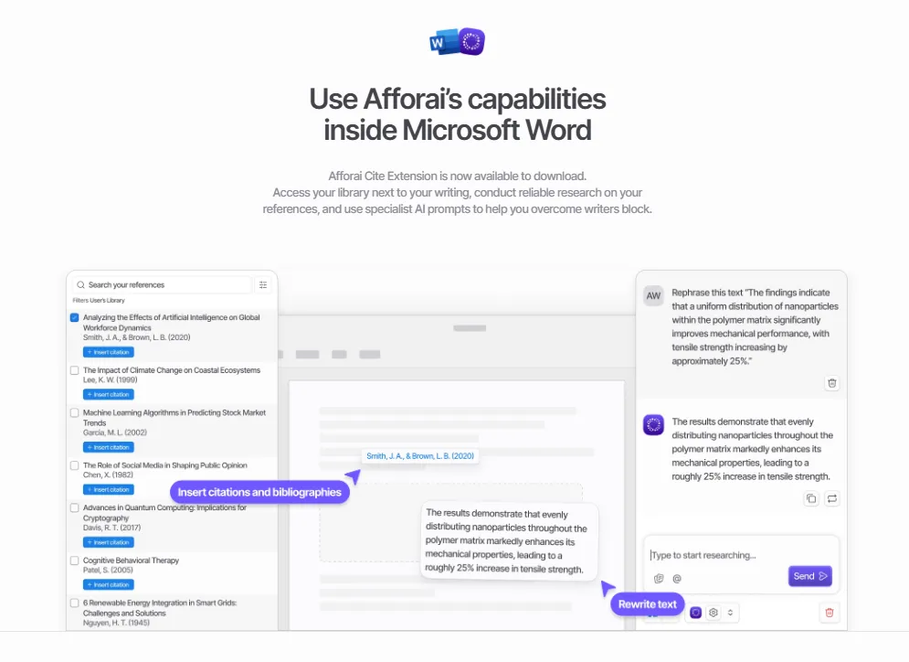 Use Afforai's capabilities
inside Microsoft Word