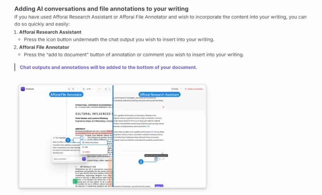  Al conversations and file annotatons to your w,riting