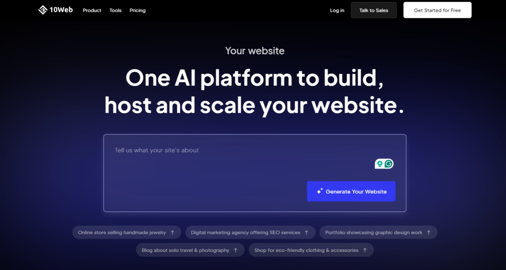 One AI platform to build,
host and scale your website